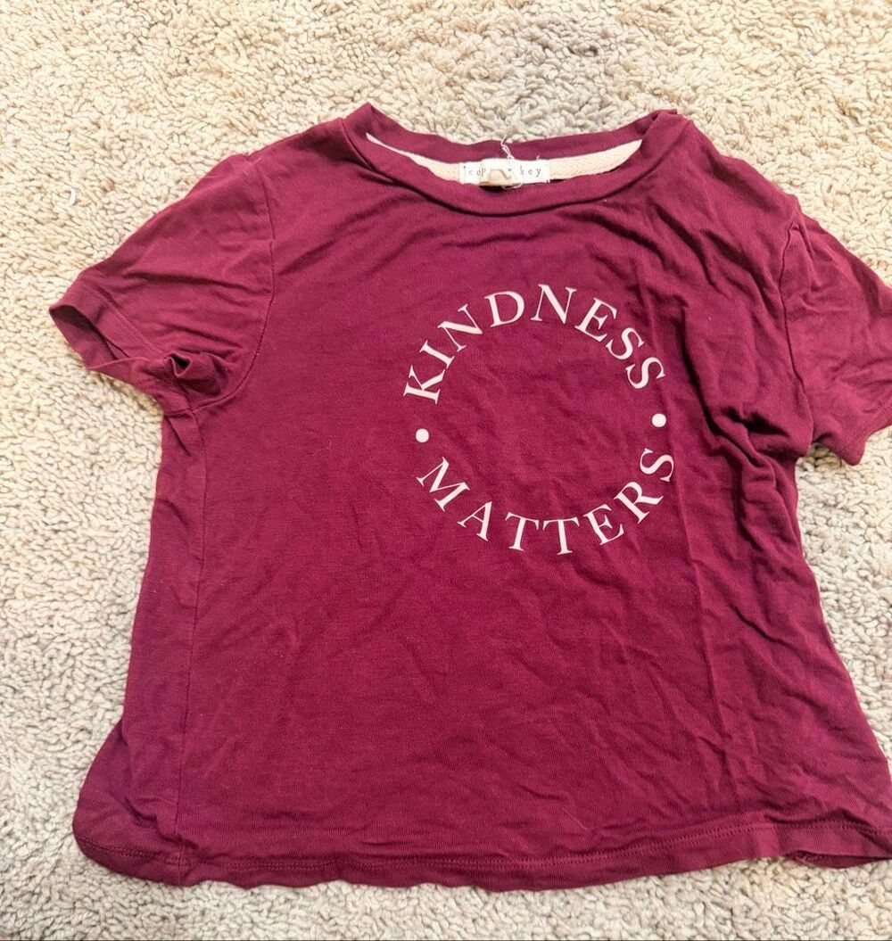 Copper Key Girls Burgundy Kindness Matters Graphic T-Shirt Short Sleeve Size 5T
